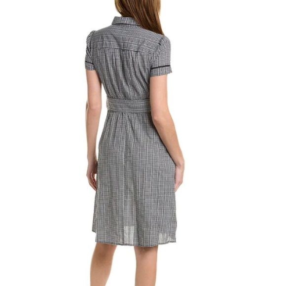 COURT & ROWE Gingham‎ Midi Dress Short Sleeves Black and White Picnic Check - Picture 2 of 14